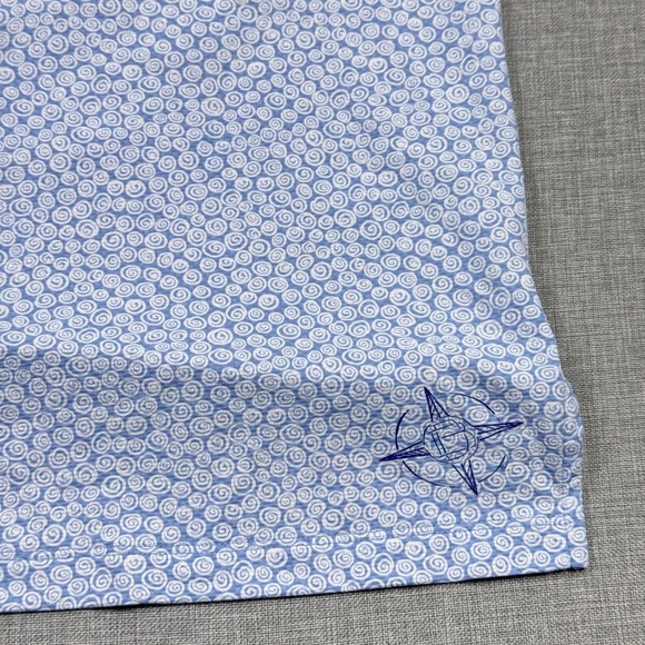 B. Draddy Sport Polo Shirt Mens Medium Blue Geometric Nylon Spandex Collared - Picture 12 of 13